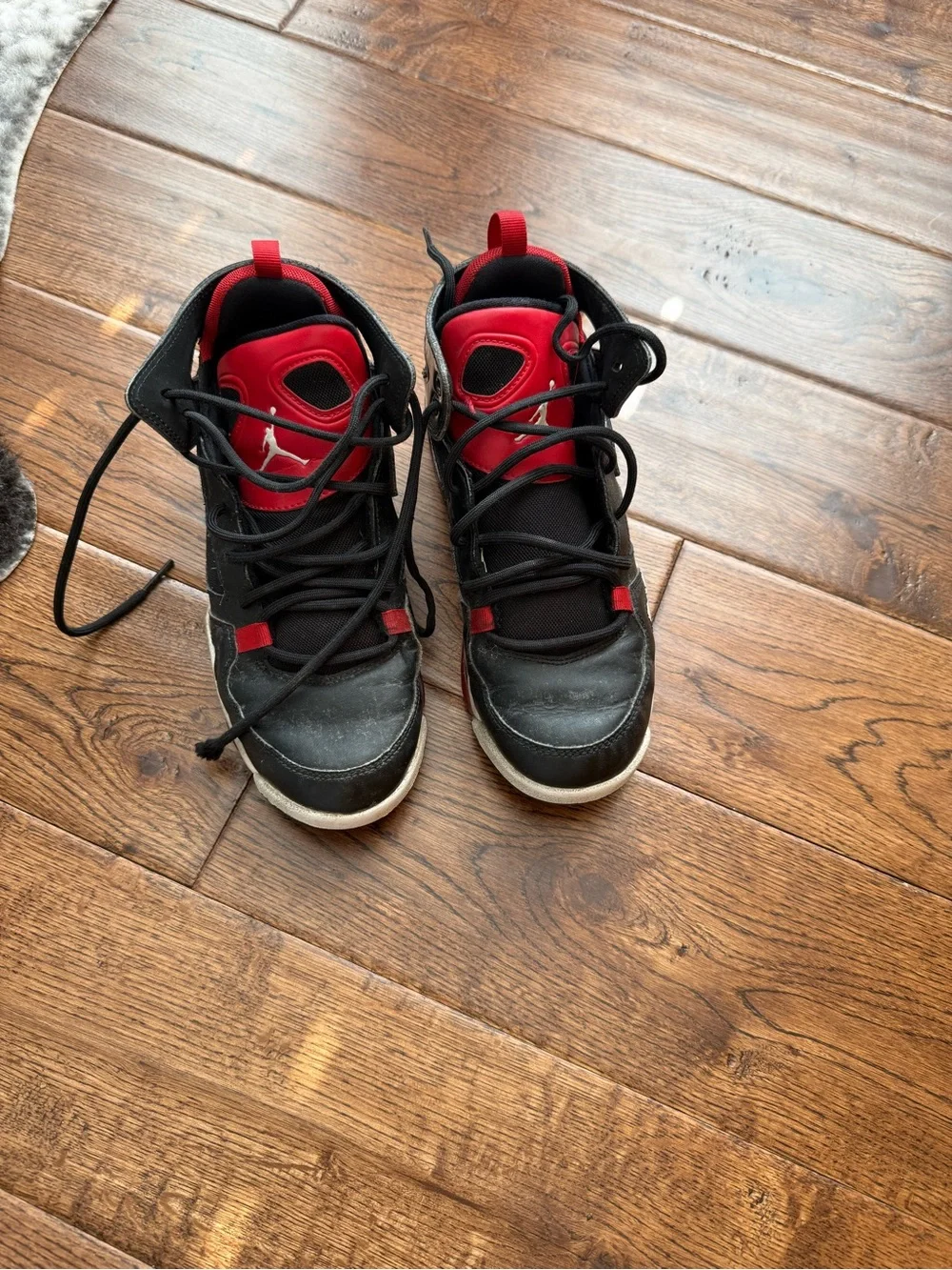 Nike Kids Air Jordan Style Black and Red High-Top Sneakers